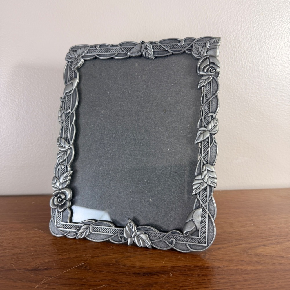 Decorel Silver Tone Rose Floral Picture Frame 5x7 Ornate Victorian Cottagecore